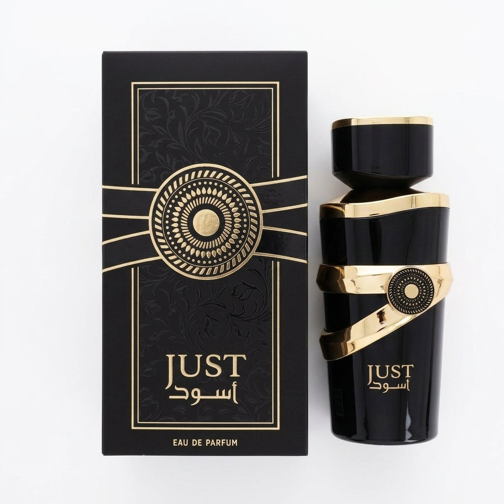 Fragrance bottle and packaging — Flat Lay - Front | Generated by Modelize