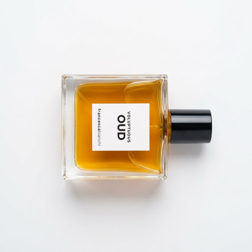 Perfume bottle — Flat Lay - Back | Generated by Modelize