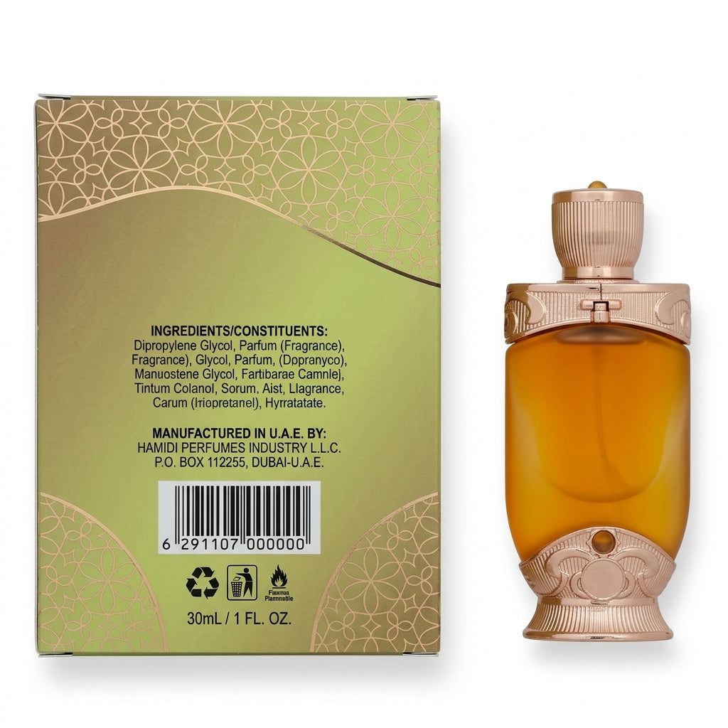 Concentrated Perfume Oil — Flat Lay - Back | Generated by Modelize