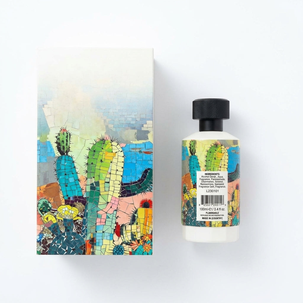 Parfum Spray and Packaging — Flat Lay - Back | Generated by Modelize