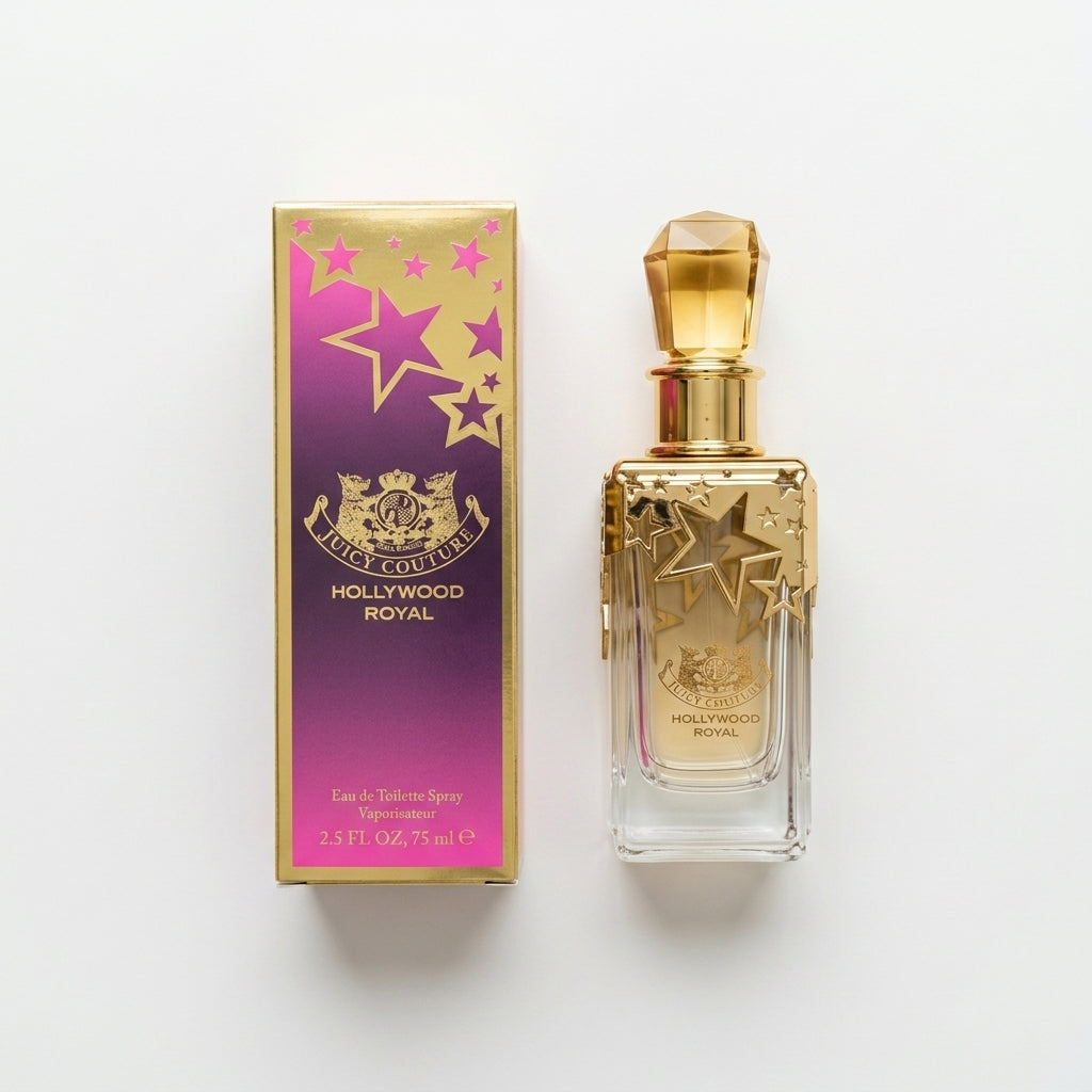 Fragrance bottle and packaging — Flat Lay - Front | Generated by Modelize