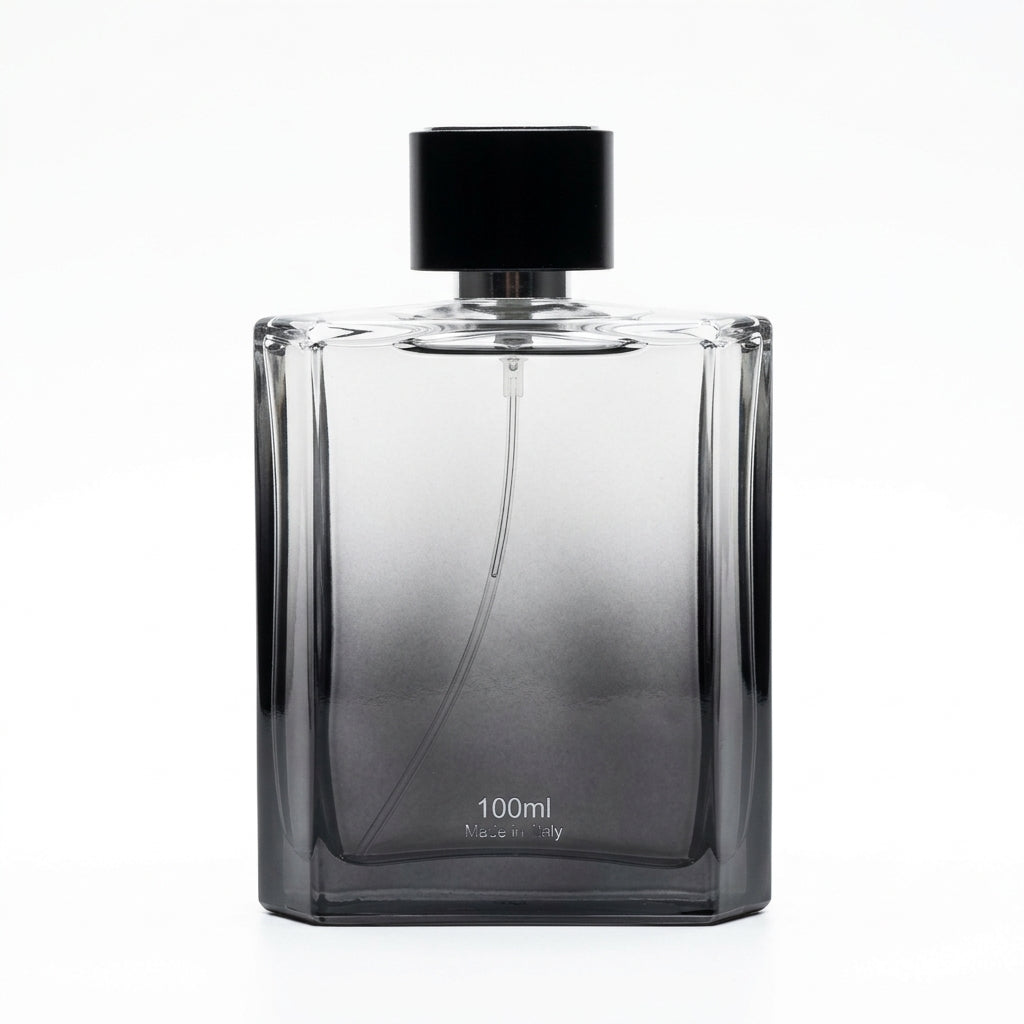 Fragrance bottle and packaging — Studio - Back View | Generated by Modelize