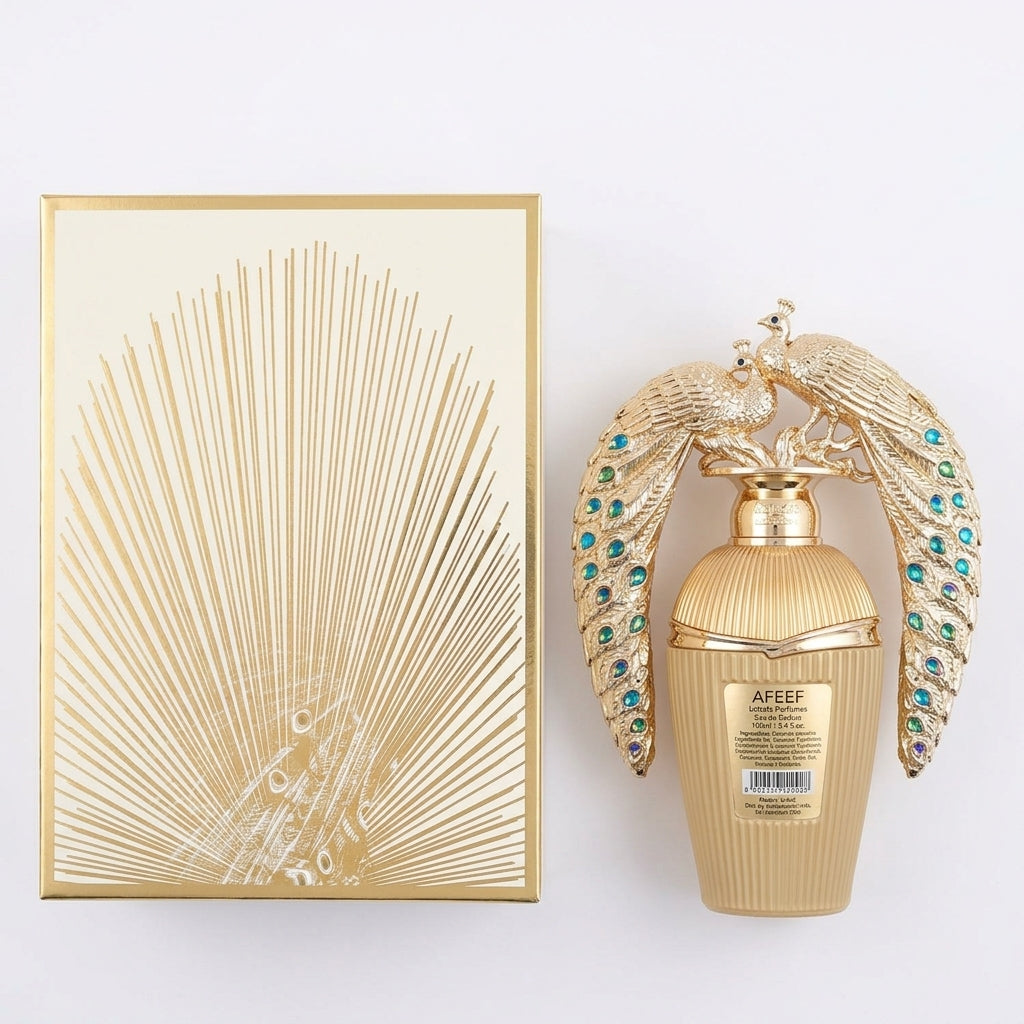 Perfume bottle and display box — Flat Lay - Back | Generated by Modelize