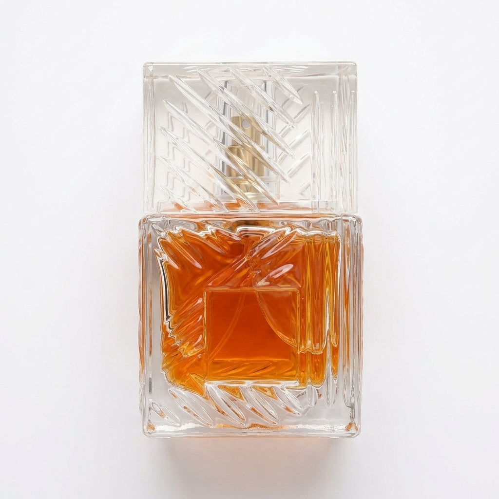 Perfume / Fragrance Bottle — Flat Lay - Back | Generated by Modelize
