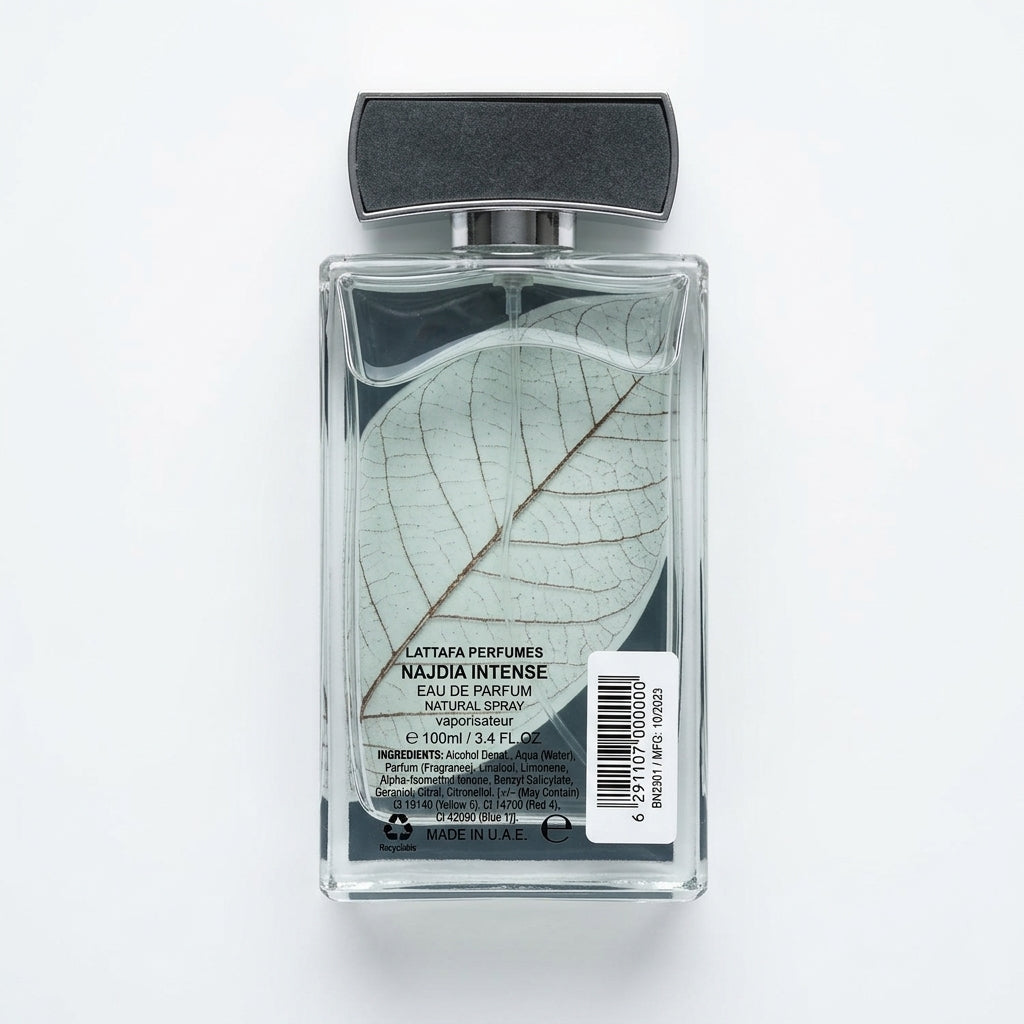 Fragrance bottle — Flat Lay - Back | Generated by Modelize
