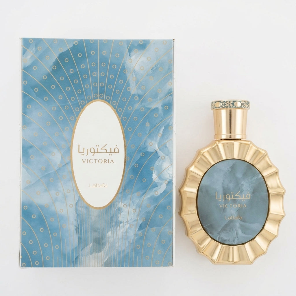 Eau De Parfum Spray and Packaging — Flat Lay - Front | Generated by Modelize