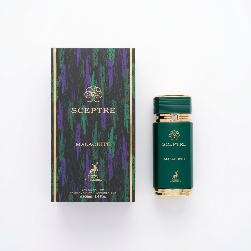 Perfume Bottle and Box — Flat Lay - Front | Generated by Modelize