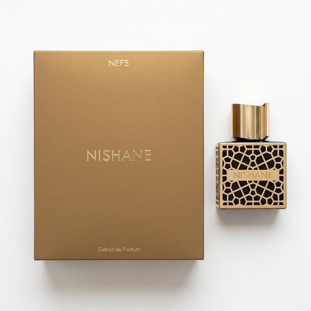 Luxury Perfume and Presentation Box — Flat Lay - Front | Generated by Modelize