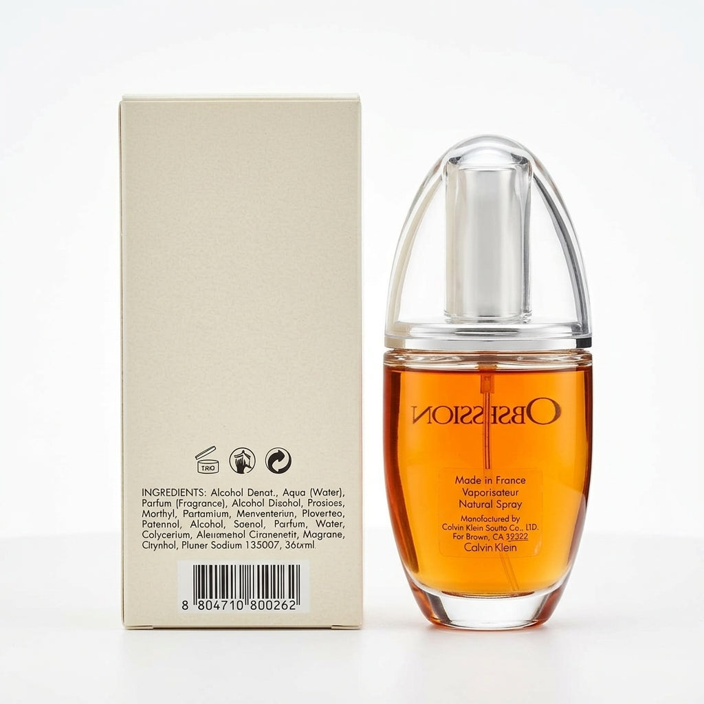 Fragrance bottle and packaging — Studio - Back View | Generated by Modelize