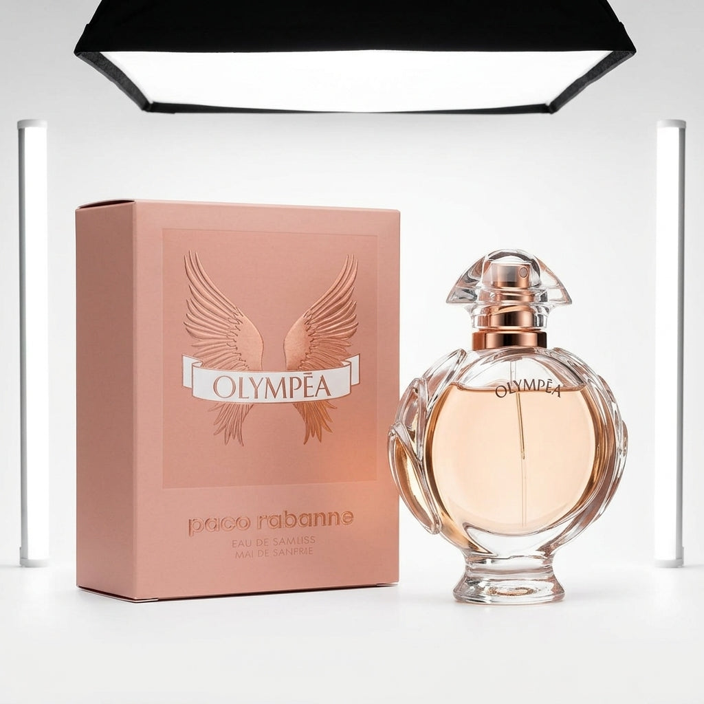 Perfume and Box Set — Studio - Side View | Generated by Modelize