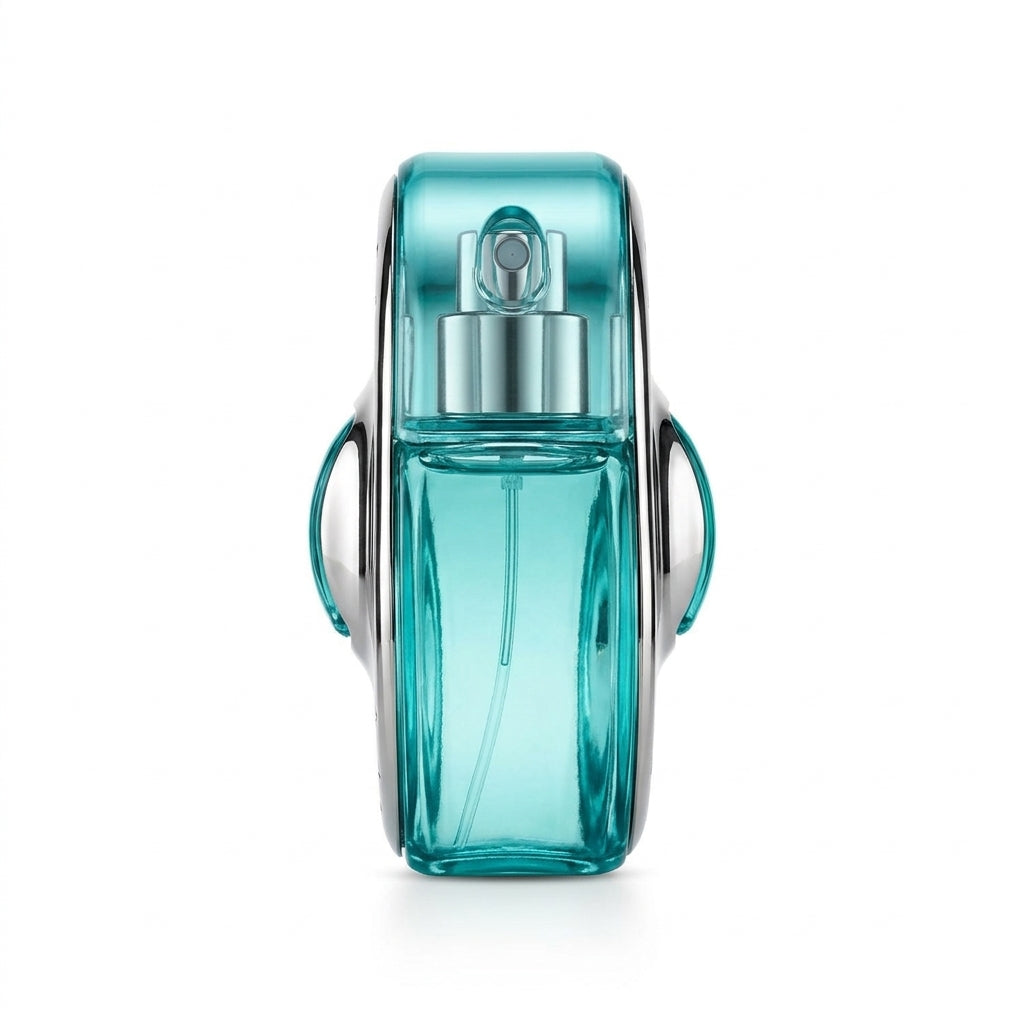 Fragrance bottle and packaging — Studio - Side View | Generated by Modelize