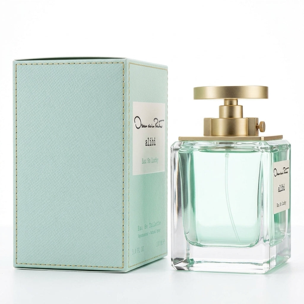 Perfume bottle and packaging — Studio - Side View | Generated by Modelize