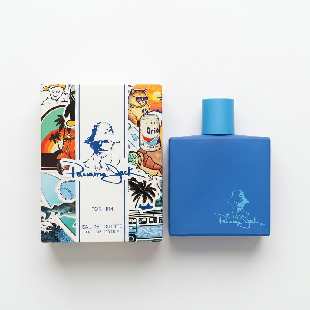 Fragrance Bottle and Box — Flat Lay - Front | Generated by Modelize