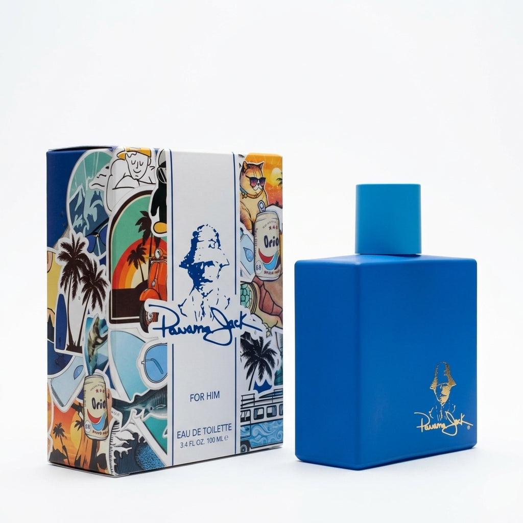 Fragrance bottle and packaging — Studio - Side View | Generated by Modelize