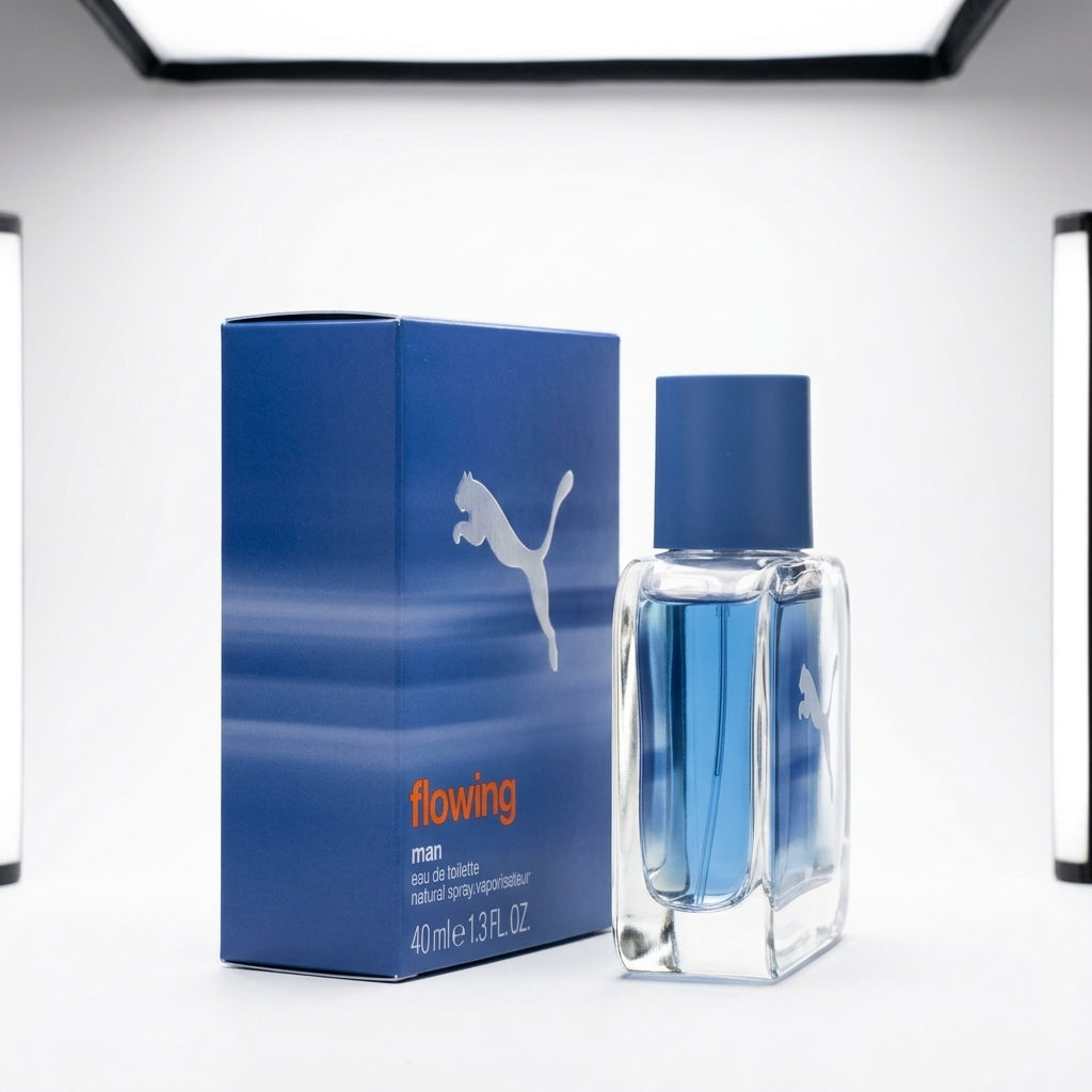 Fragrance bottle and packaging — Studio - Side View | Generated by Modelize