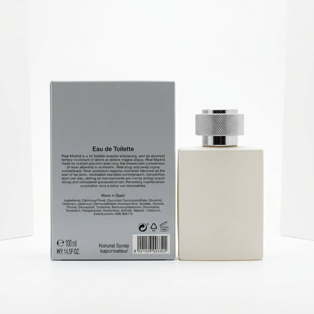 Fragrance bottle and packaging — Studio - Back View | Generated by Modelize
