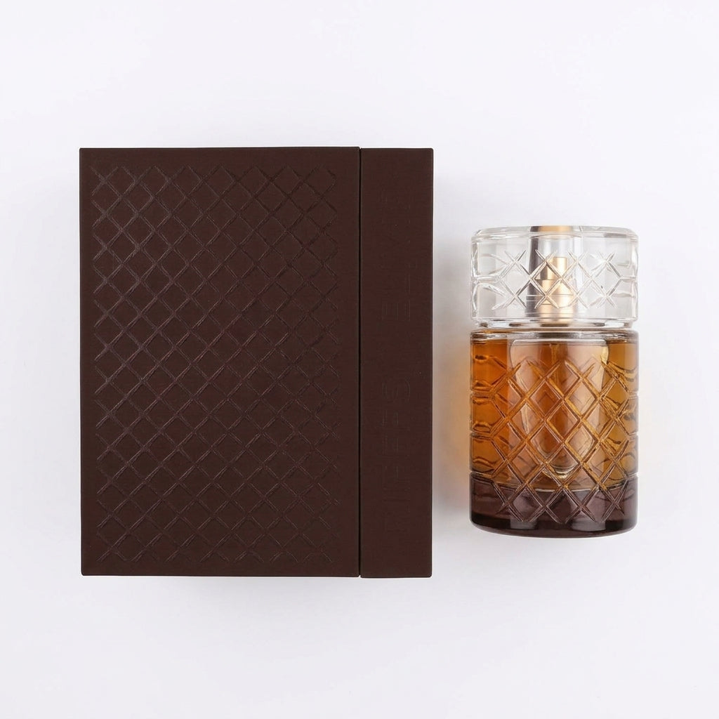 Extrait De Parfum with luxury presentation box — Flat Lay - Back | Generated by Modelize