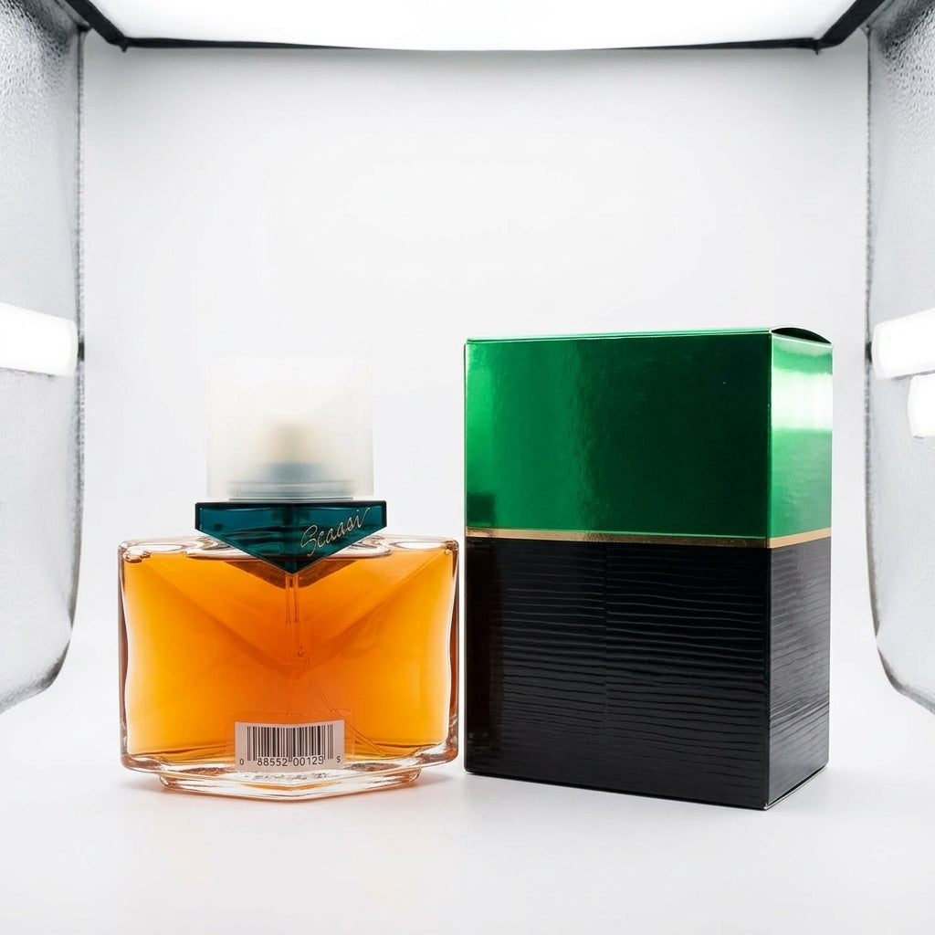 Eau De Parfum bottle and box — Studio - Back View | Generated by Modelize