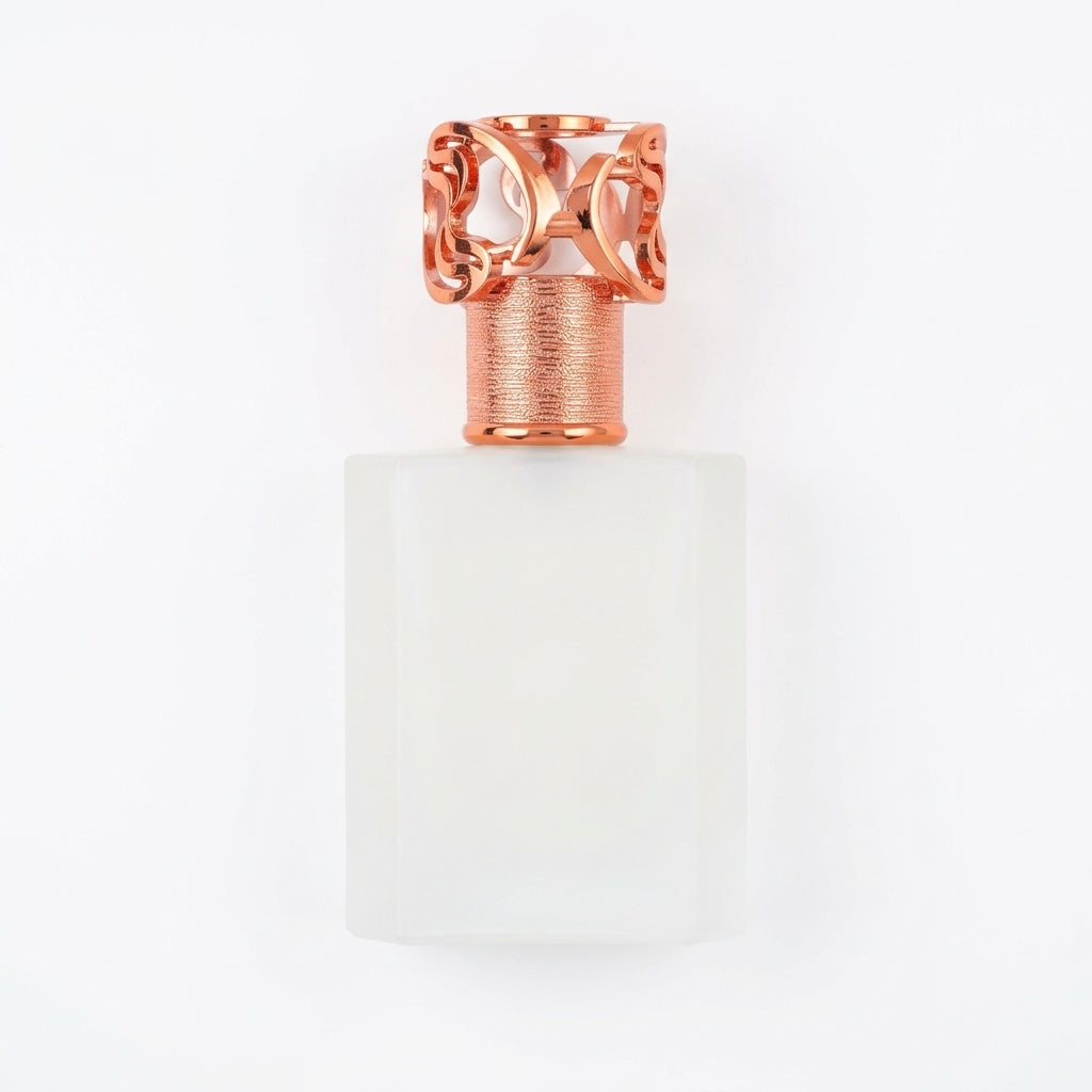 Fragrance / Perfume Bottle — Flat Lay - Back | Generated by Modelize