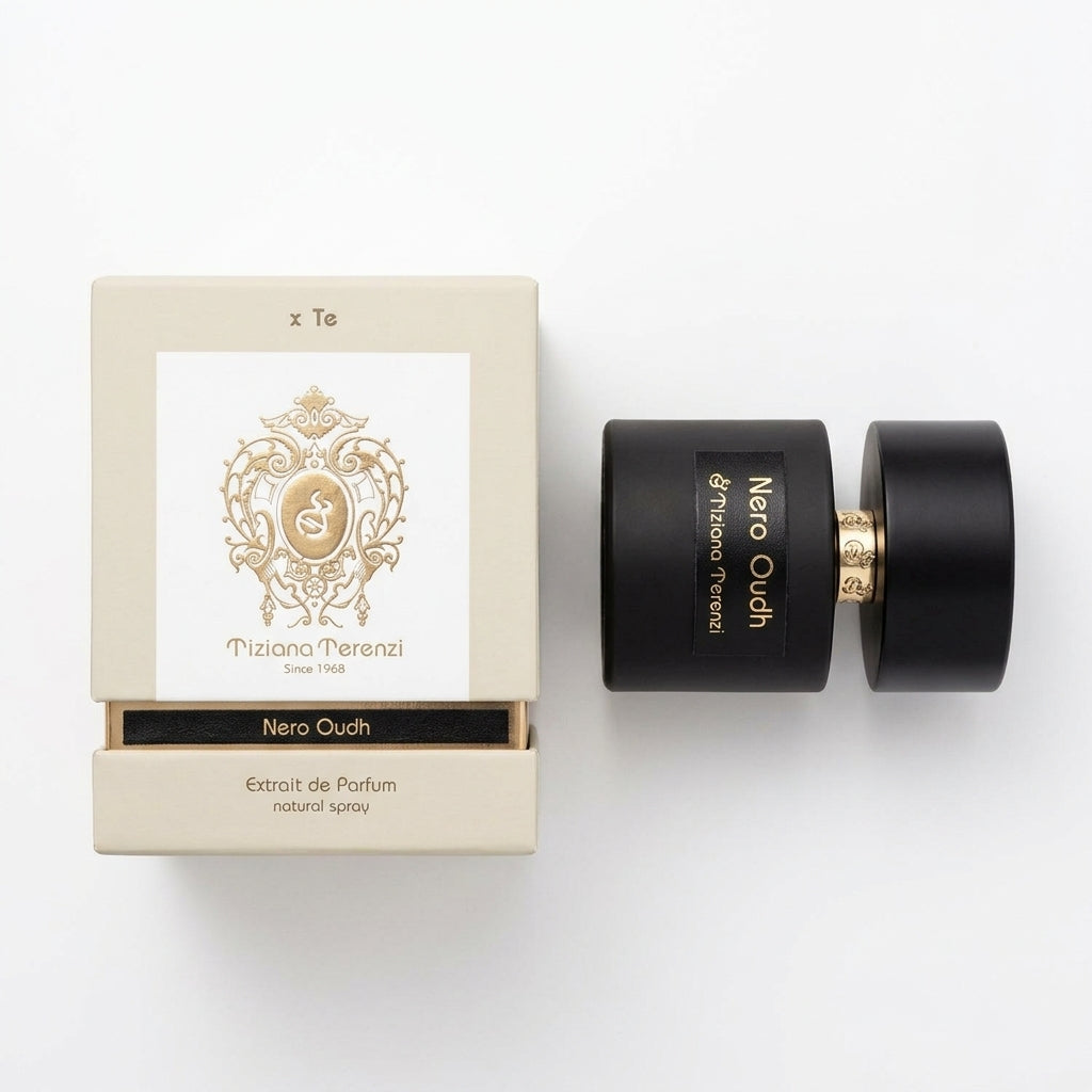 Perfume / Extrait de Parfum — Flat Lay - Back | Generated by Modelize