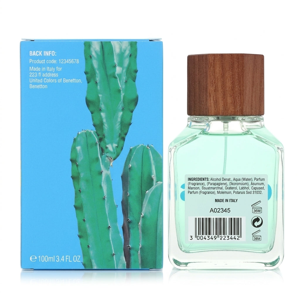 Fragrance bottle and packaging — Studio - Back View | Generated by Modelize