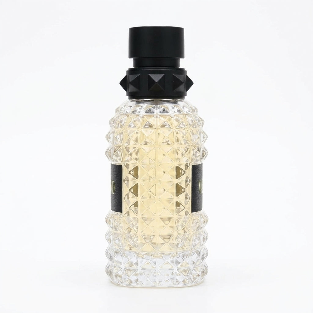 Fragrance bottle and packaging — Studio - Side View | Generated by Modelize